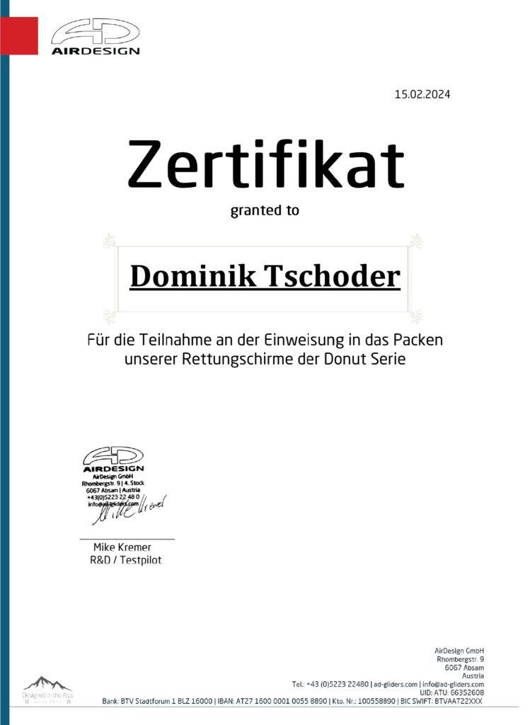 Airdesign Donut Packzertifikat